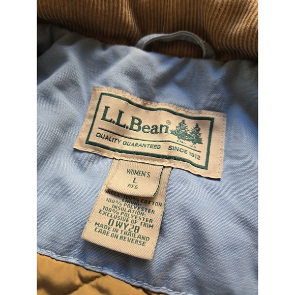 Vintage LL Bean Women's Chore Field Coat L Blue Canvas Barn Jacket Corduroy - Picture 10 of 16